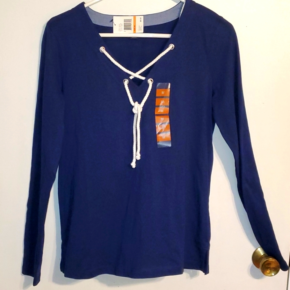 NEW Nautica women's M blue long sleeve top